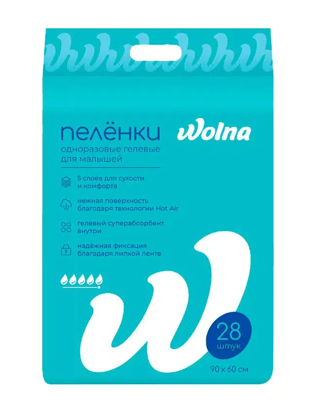 Пеленки Wolna одноразовые 28 шт 60х90 см 01WL2860