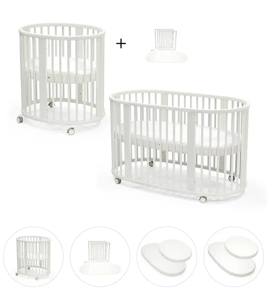 Комплект Stokke 5 предметов белый (white): Люлька Sleepi Mini + 2 Матраса + Расширение + Простыня