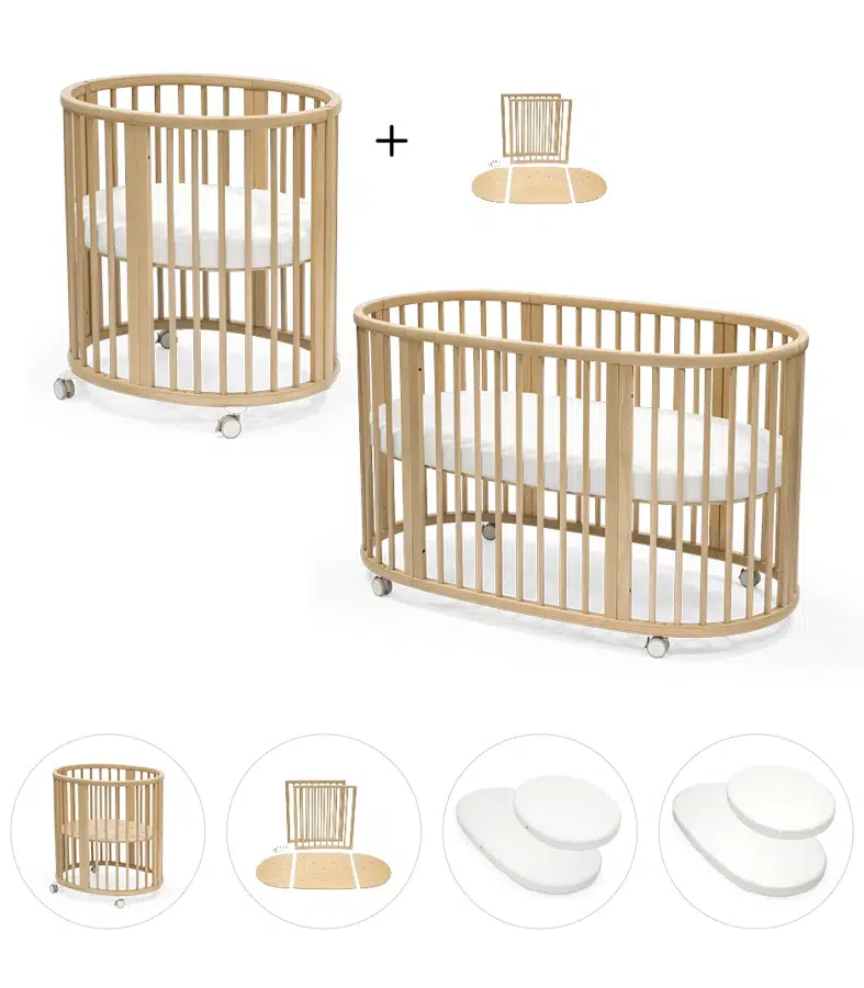 Комплект Stokke 5 предметов натуральный (natural): Люлька Sleepi Mini + 2 Матраса + Расширение + Простыня