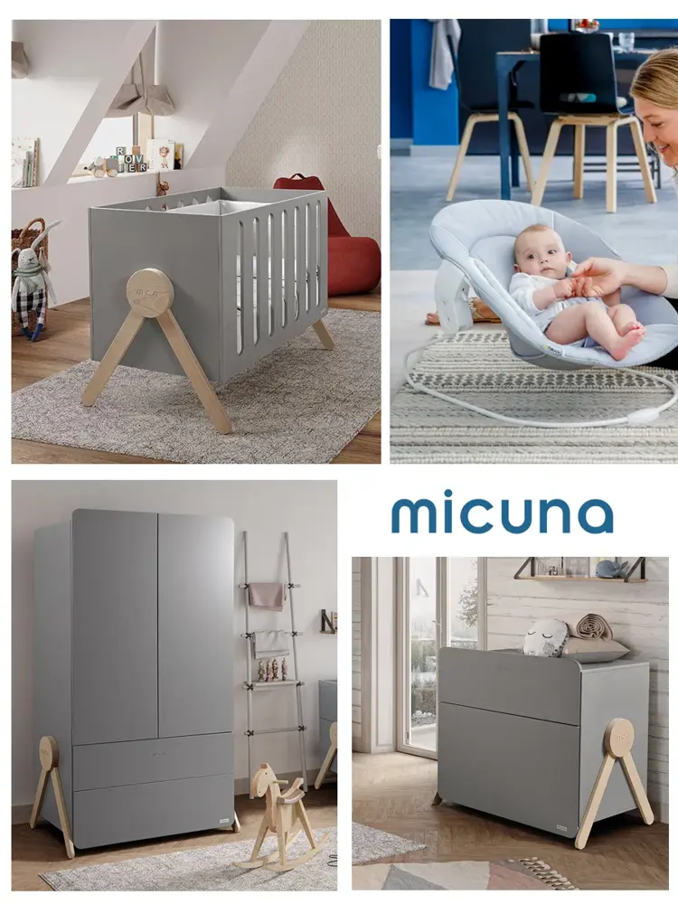 Компл. Micuna Swing №3: кровать 140х70, тумба, шкаф grey/wood + Шезлонг Hauck 66197-0