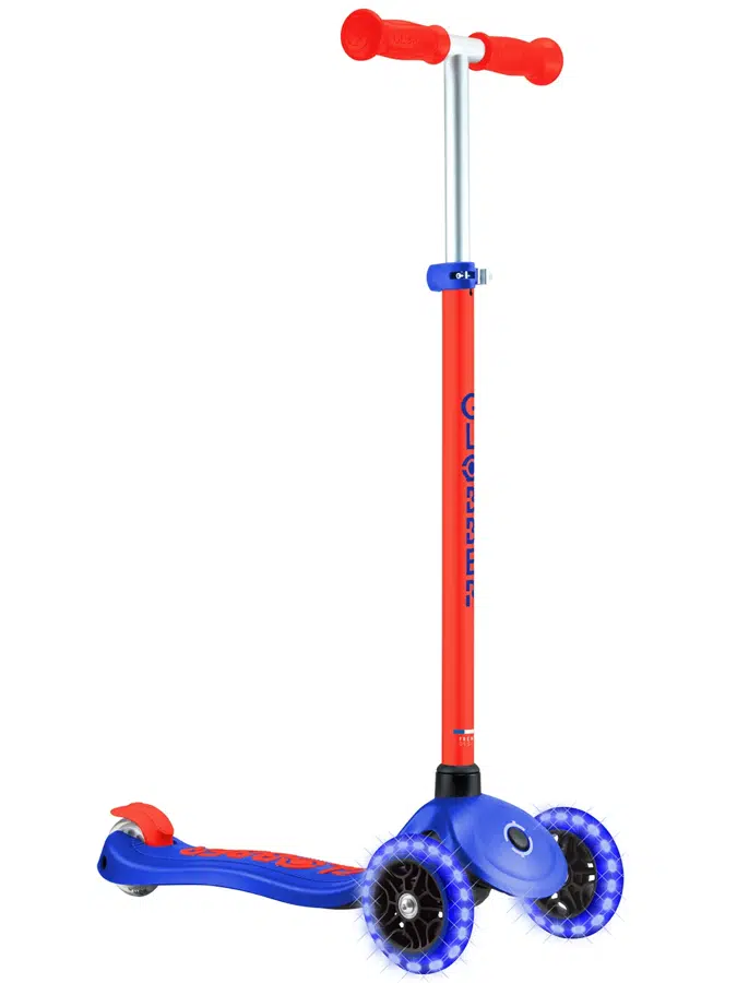 Самокат Globber Primo Plus lights neon, синий неон
