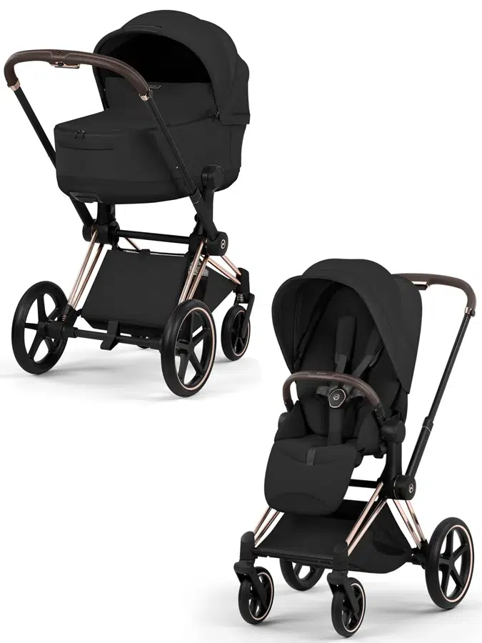 Коляска 2 в 1 Cybex Priam (V) Style, черный /шасси роузголд (sepia black /rosegold)