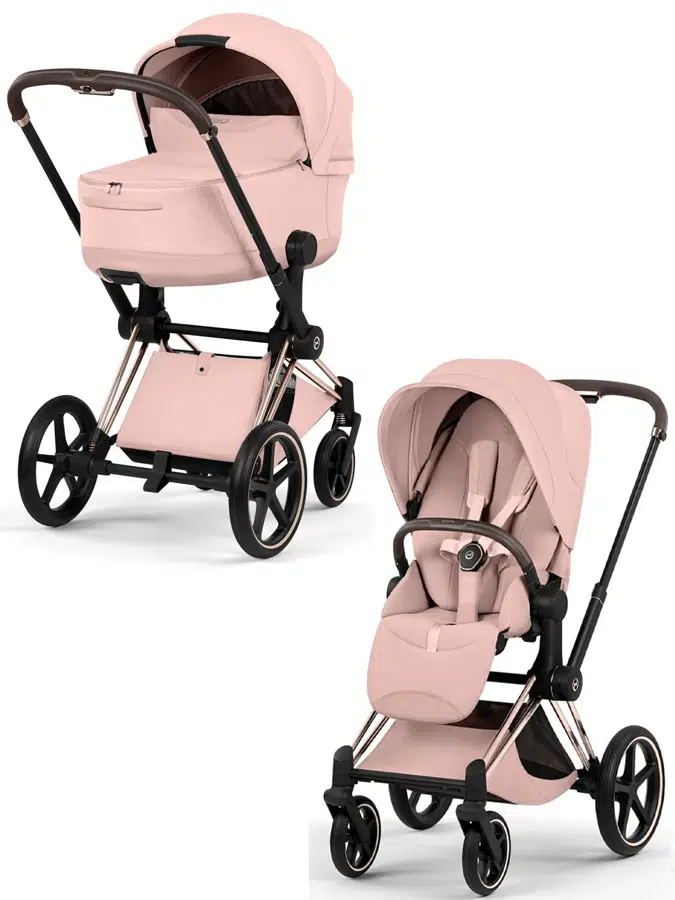 Коляска 2 в 1 Cybex Priam (V) Style, розовый /шасси роузголд (peach pink /rosegold)