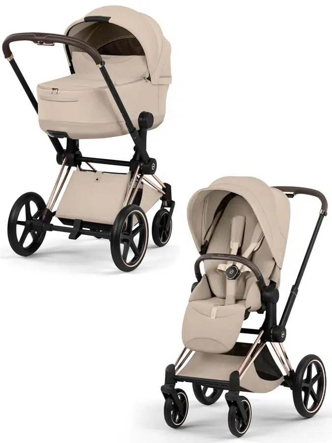 Коляска 2 в 1 Cybex Priam (V) Style, бежевый /шасси роузголд (cozy beige /rosegold)