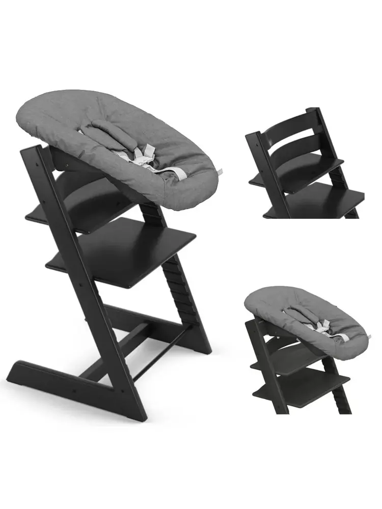 Стул Stokke Tripp Trapp Черный (Black) 100103 + Сиденье 0+ Антрацит (Anthracite) 526104