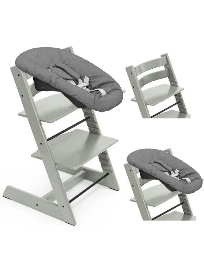 Стул Stokke Tripp Trapp Зеленый (Glacier Green) 100139 + Сиденье 0+ Антрацит (Anthracite) 526104