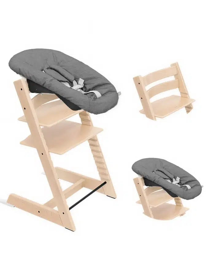 Стул Stokke Tripp Trapp Натуральный (Natural) 100101 + Сиденье 0+ Антрацит (Anthracite) 526104