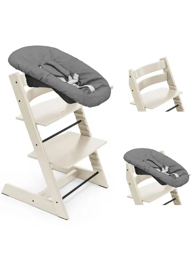 Стул Stokke Tripp Trapp Ванильный белый (Vanilla White) 100142 + Сиденье 0+ Антрацит (Anthracite) 526104