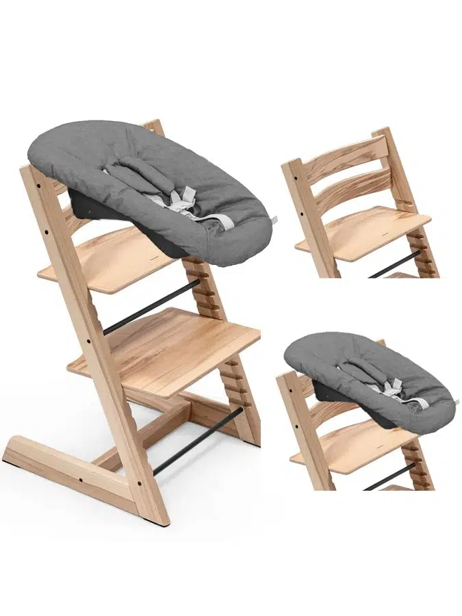Стул Stokke Tripp Trapp Деревянный (Wild Wood) 100144 + Сиденье 0+ Антрацит (Anthracite) 526104