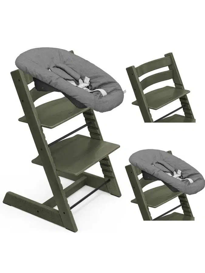 Стул Stokke Tripp Trapp Зеленый мрамор (Marble Green) 100145 + Сиденье 0+ Антрацит (Anthracite) 526104