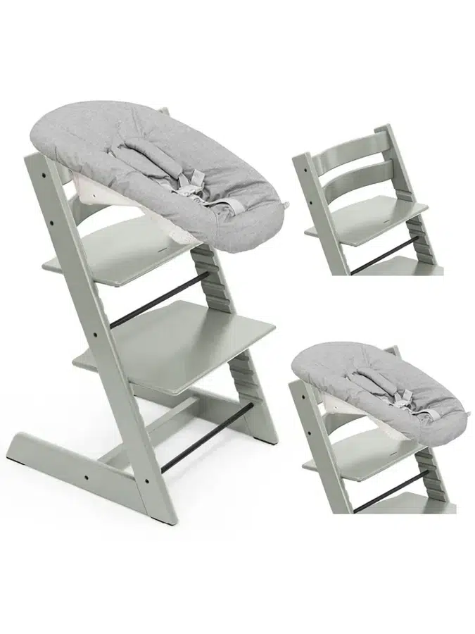 Стул Stokke Tripp Trapp Зеленый (Glacier Green) 100139 + Сиденье 0+ Серый (Grey) 526101