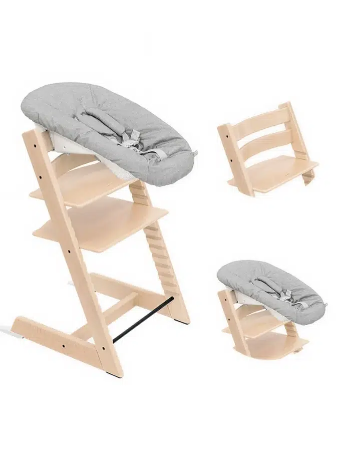 Стул Stokke Tripp Trapp Натуральный (Natural) 100101 + Сиденье 0+ Серый (Grey) 526101