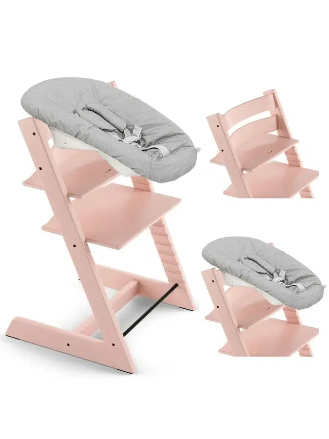 Стул Stokke Tripp Trapp Розовый (Serene Pink) 100134 + Сиденье 0+ Серый (Grey) 526101