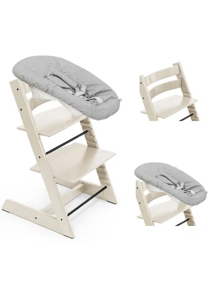Стул Stokke Tripp Trapp Ванильный белый (Vanilla White) 100142 + Сиденье 0+ Серый (Grey) 526101