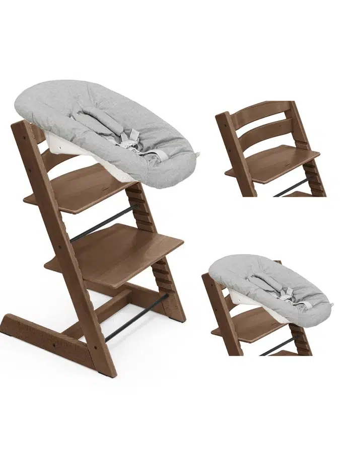 Стул Stokke Tripp Trapp Коричневый (Warm Brown) 100143 + Сиденье 0+ Серый (Grey) 526101