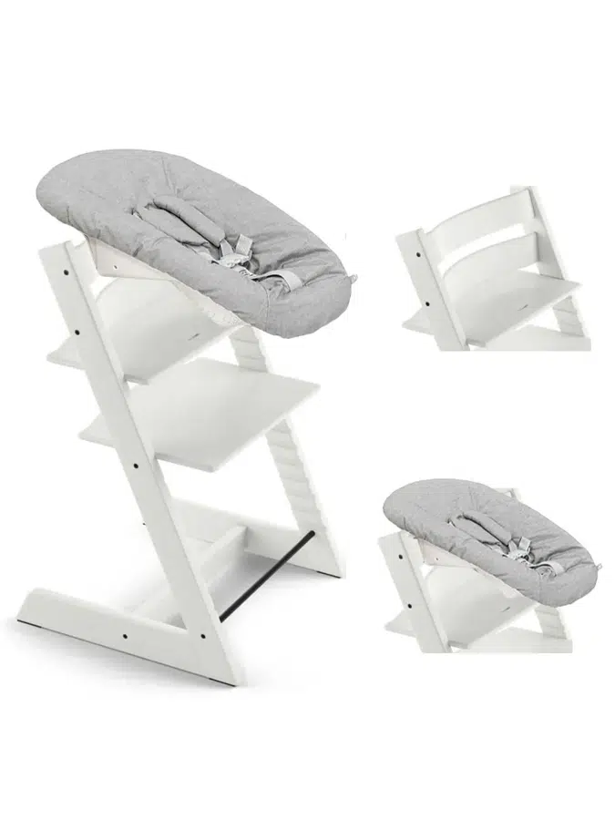 Стул Stokke Tripp Trapp Белый (White) 100107 + Сиденье 0+ Серый (Grey) 526101