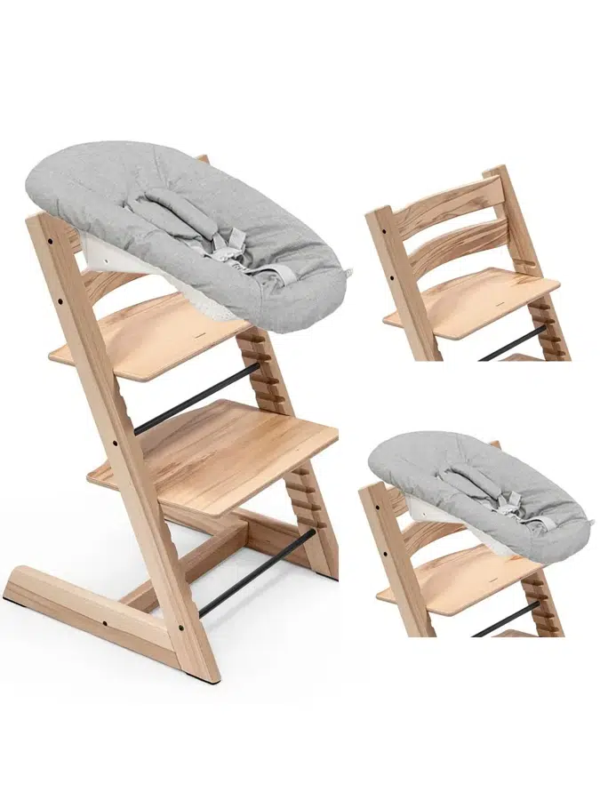 Стул Stokke Tripp Trapp Деревянный (Wild Wood) 100144 + Сиденье 0+ Серый (Grey) 526101