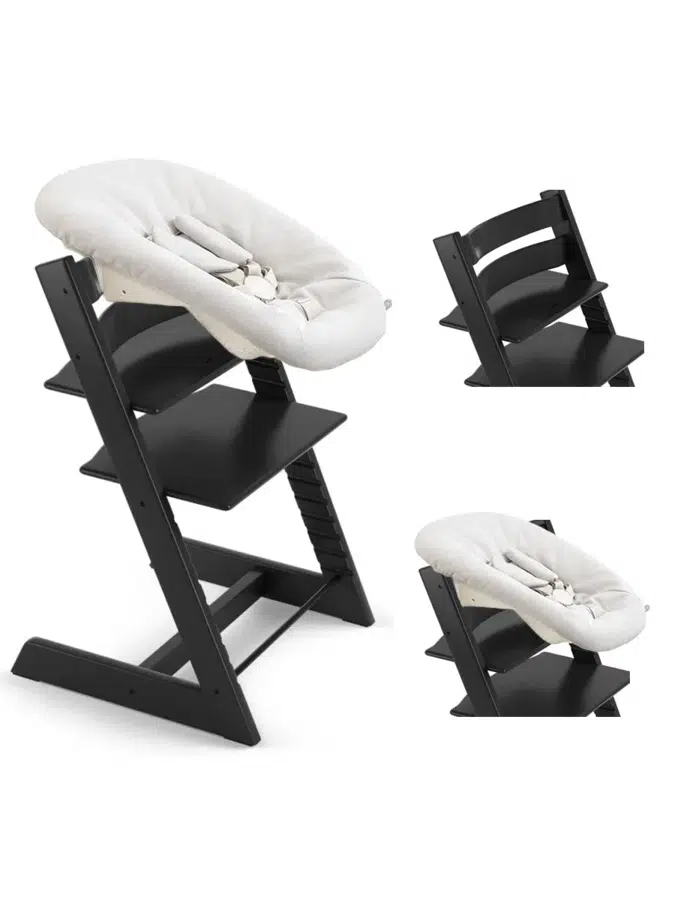 Стул Stokke Tripp Trapp Черный (Black) 100103 + Сиденье 0+ Ваниль (Vanilla) 526105
