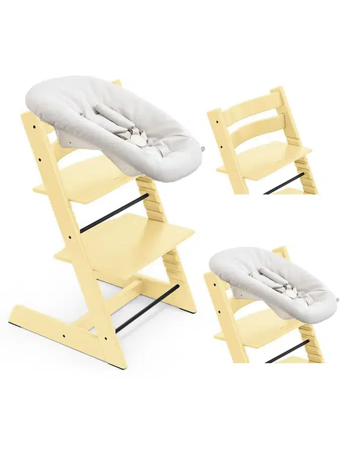 Стул Stokke Tripp Trapp Желтый (Lemon Yellow) 100148 + Сиденье 0+ Ваниль (Vanilla) 526105