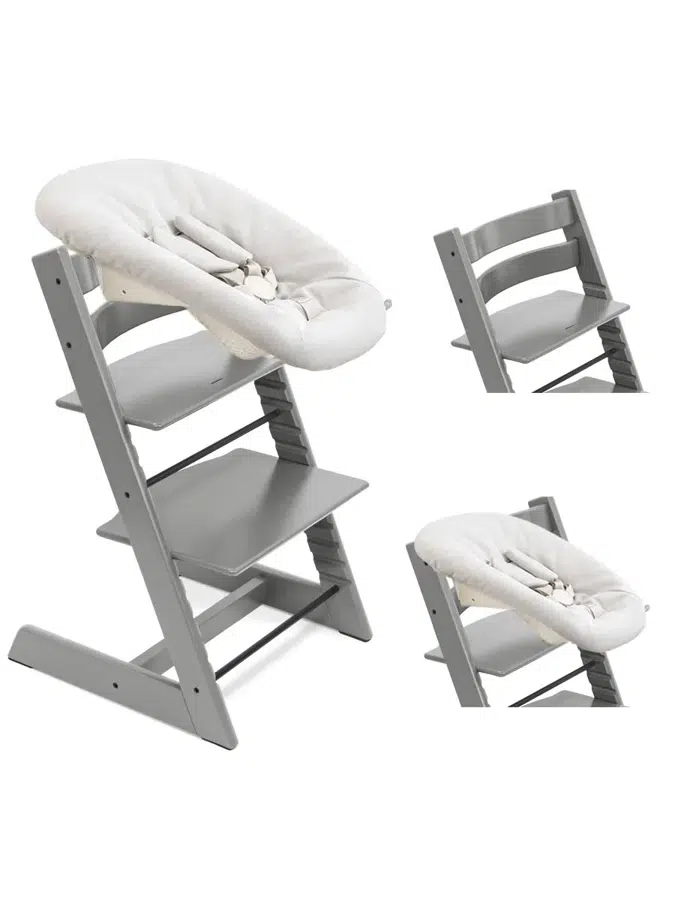Стул Stokke Tripp Trapp Серый (Storm Grey) 100125 + Сиденье 0+ Ваниль (Vanilla) 526105