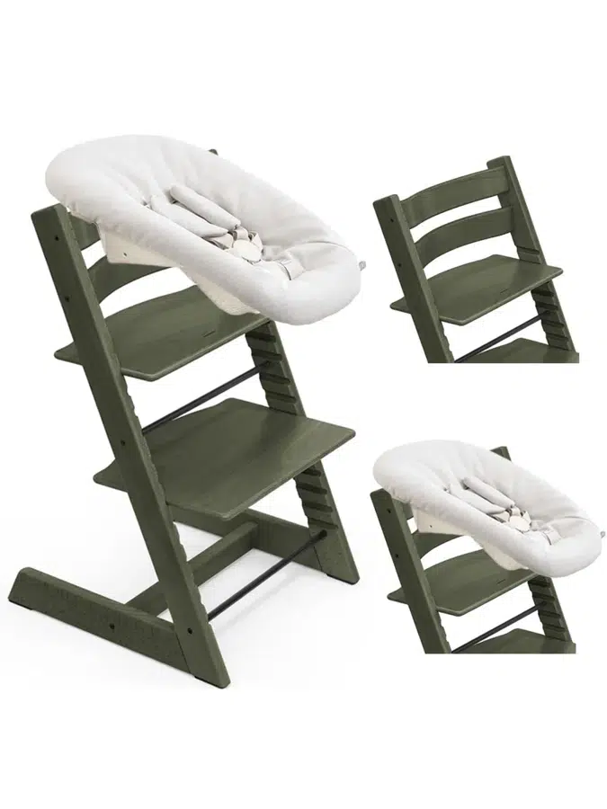Стул Stokke Tripp Trapp Зеленый мрамор (Marble Green) 100145 + Сиденье 0+ Ваниль (Vanilla) 526105