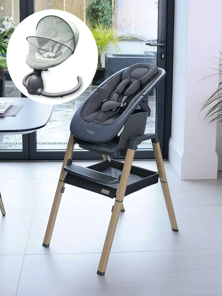 Набор: Стульчик Tutti Bambini NOVA Complete Grey/Oak 611010/3590B + Качели Fiorellino mint BSN001