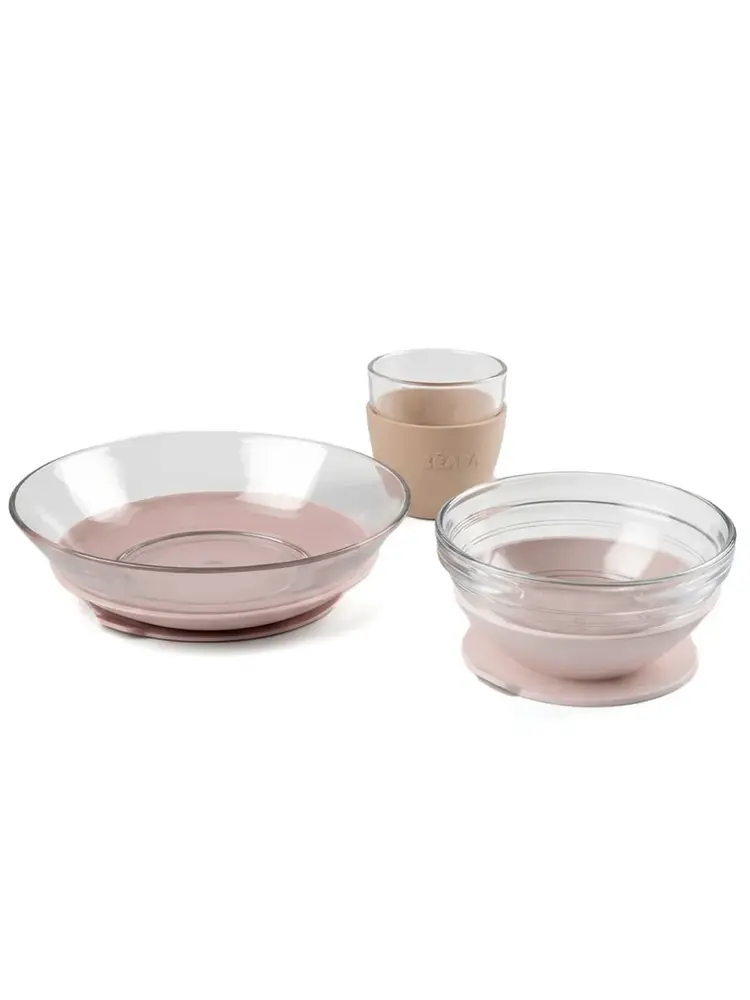 Набор посуды Beaba стеклянный Cotton candyGlass meal set BEABA X DURALEX Розовый (Cotton candy) 913644