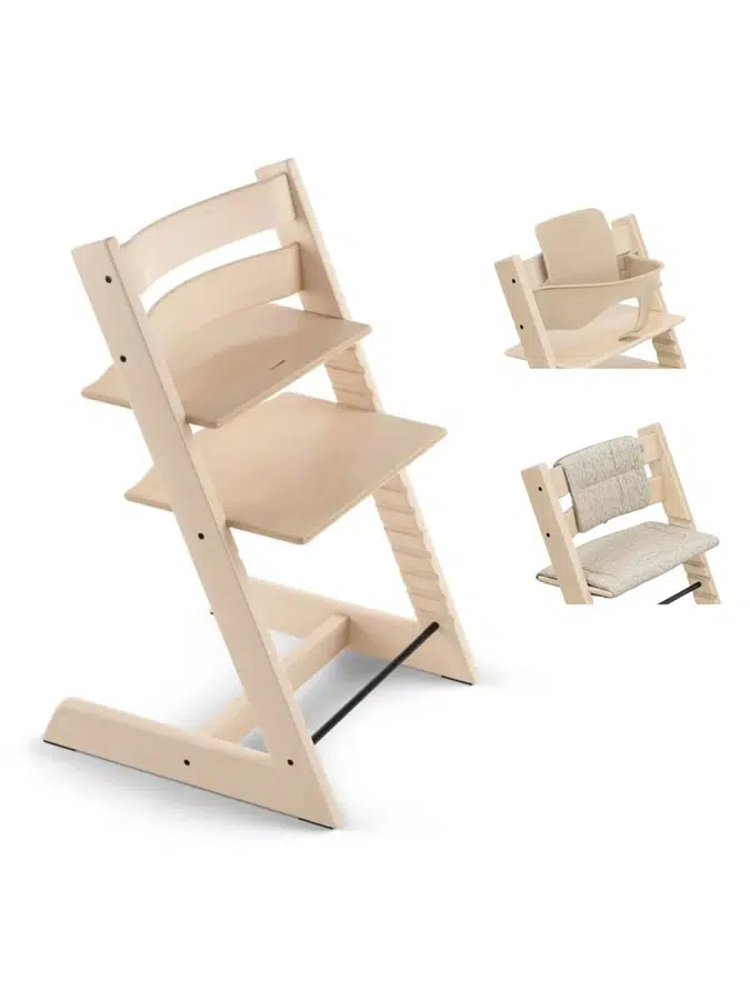 Стульчик Stokke Tripp Trapp Натуральный (Natural) 100101 + Сиденье 6+ Натуральный (Natural) 650001 + Подушка Бежевый древесный (BeigeTimb) 690006