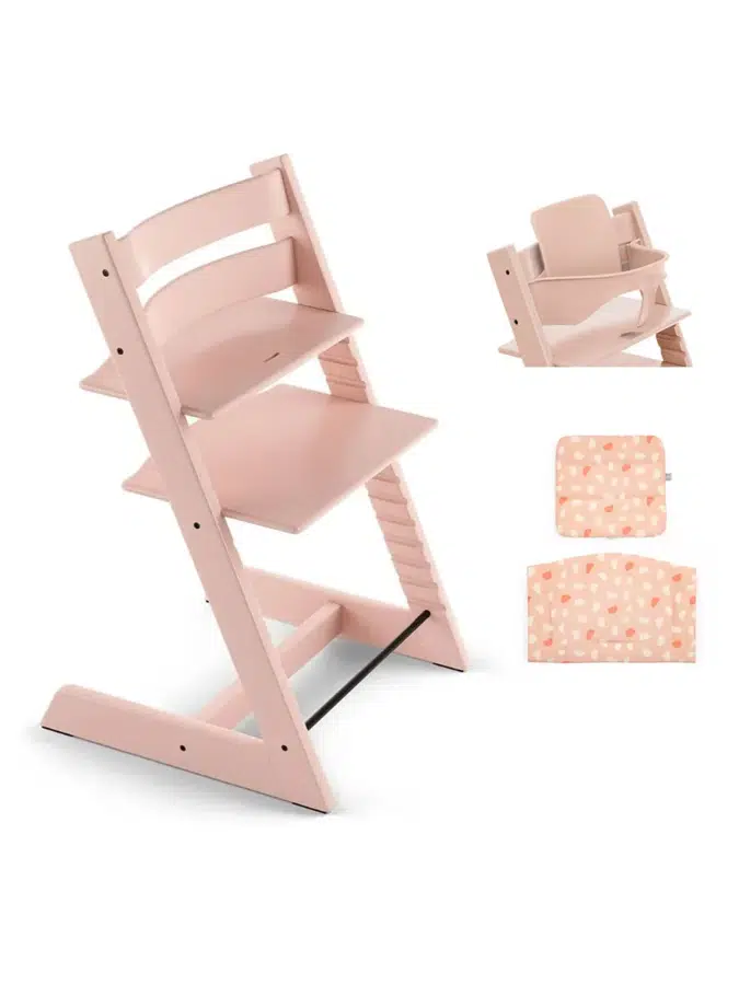 Стульчик Stokke Tripp Trapp Розовый (Serene Pink) 100134 + Сиденье 6+ Розовый (Serene Pink) 650005 + Подушка Конфетно-розовый (Candy Pink) 690009