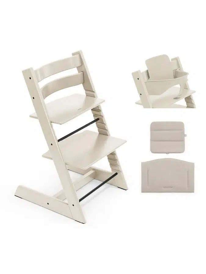 Стульчик Stokke Tripp Trapp Ванильный белый (Vanilla White) 100142 + Сиденье 6+ Ванильный (Vanilla White) 650011 + Подушка Бежевый (Beige) 690002
