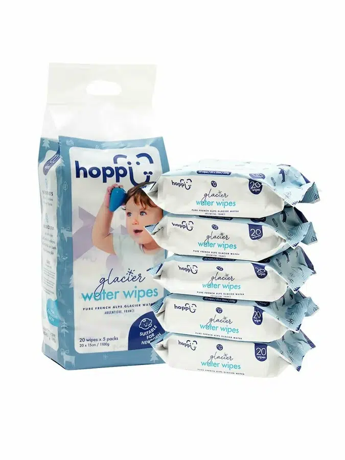 Салфетки Hoppi детские влажные с ледниковой водой 100 шт (20 x 5) HB-008
