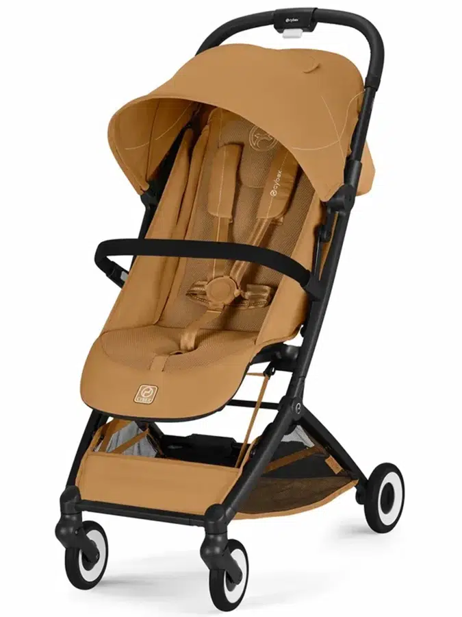 Коляска прогулочная Cybex Orfeo 2026 BLK, желто-коричный (cinnamon yellow) с дождевиком и бампером