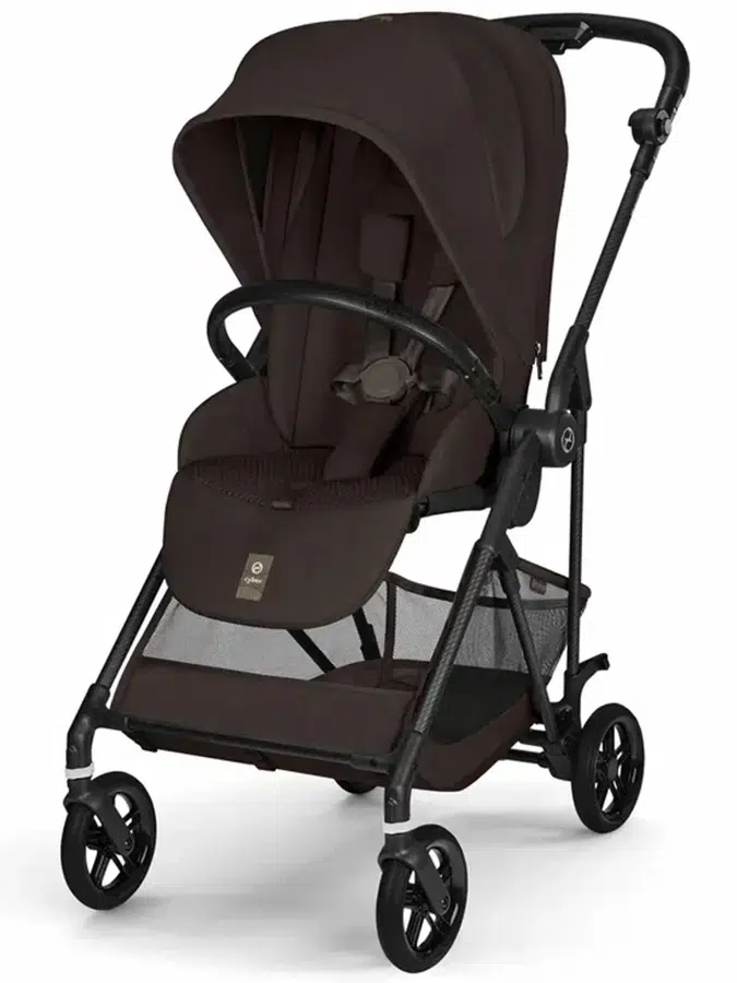 Коляска прогулочная Cybex Melio Carbon 2026 с дождевиком и бампером, коричневый (chocolate brown)