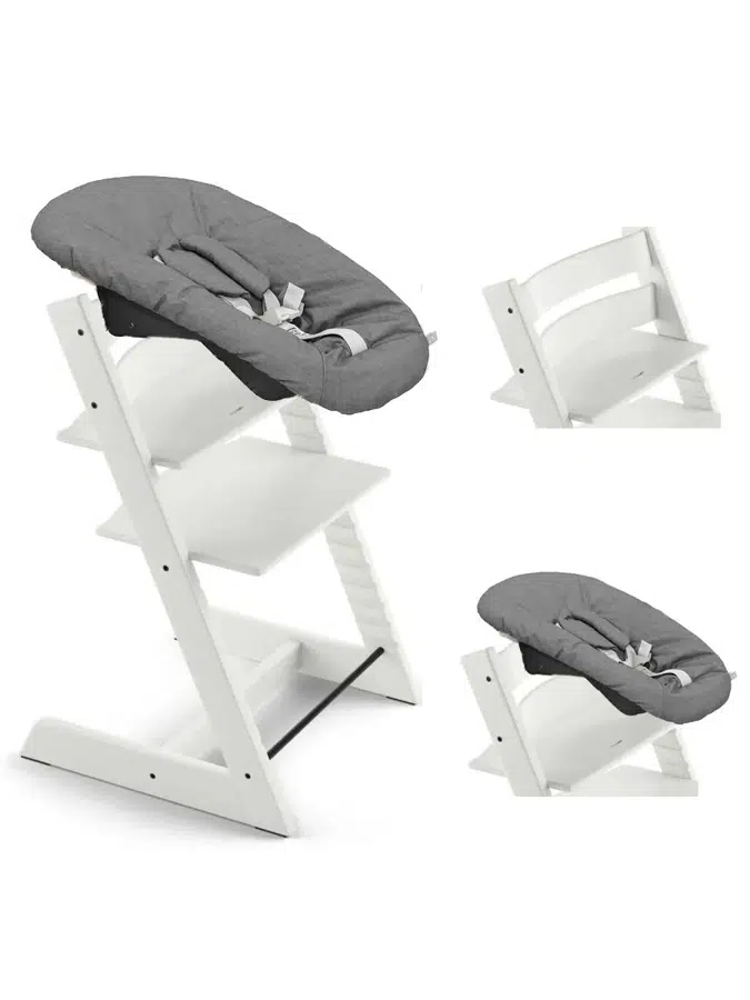 Стул Stokke Tripp Trapp Белый (White) 100107 + Сиденье 0+ Антрацит (Anthracite) 526104