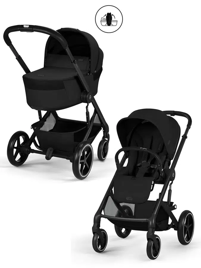 Коляска 2 в 1 Cybex Balios S Lux BLK, черный (moon black), с дождевиками (2026)