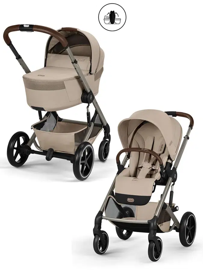 Коляска 2 в 1 Cybex Balios S Lux TPE, бежевый (almond beige), с дождевиками (2026)
