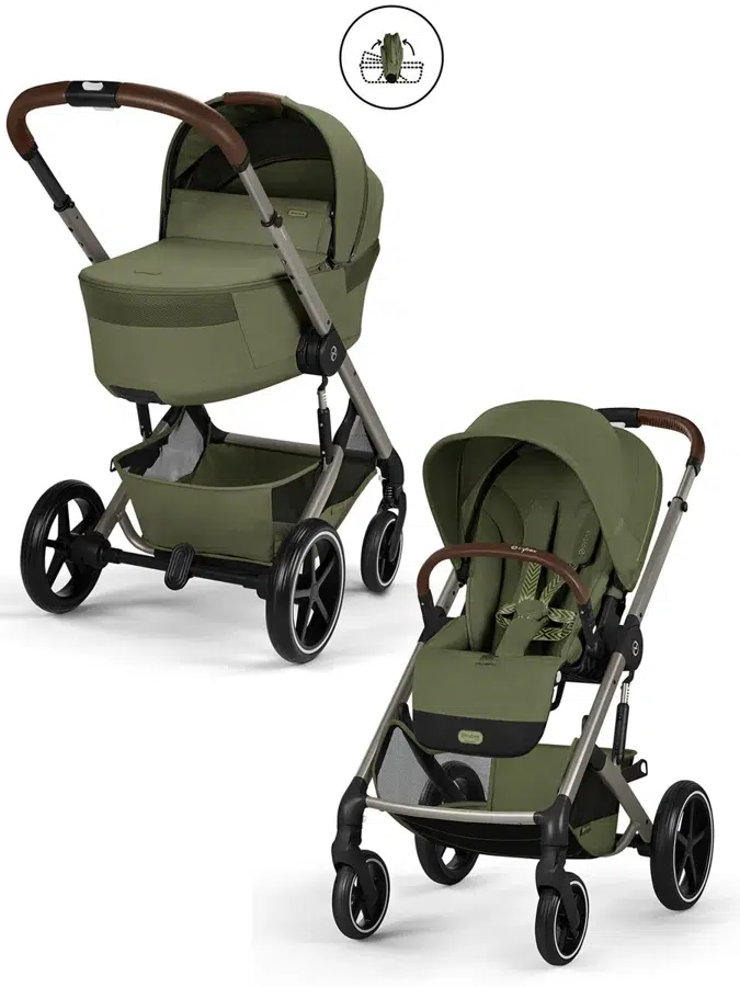 Коляска 2 в 1 Cybex Balios S Lux TPE, зеленый (moss green), с дождевиками (2026)