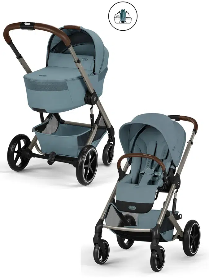 Коляска 2 в 1 Cybex Balios S Lux TPE, синий (stormy blue), с дождевиками (2026)