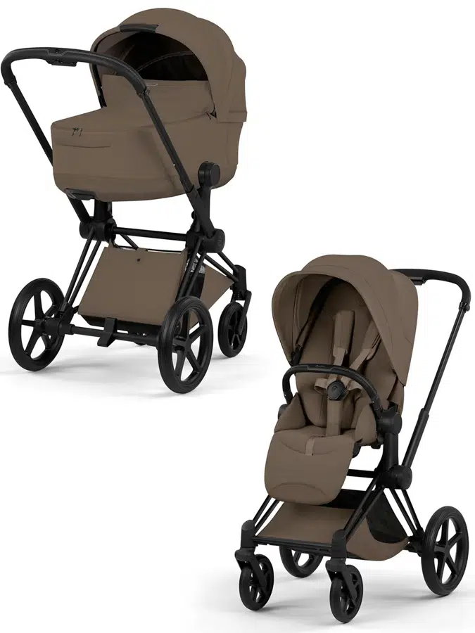 Коляска 2 в 1 Cybex Priam (V) Style, коричневый /шасси матовый черный (coconaut brown /matt black)