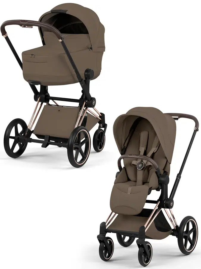 Коляска 2 в 1 Cybex Priam (V) Style, коричневый /шасси роузголд (coconaut brown /rosegold)
