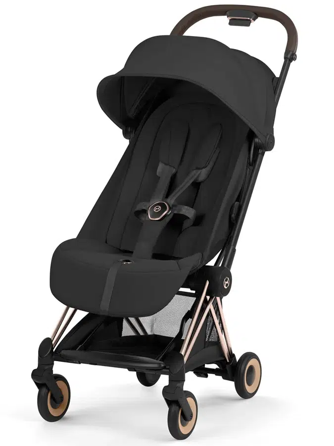 Коляска прогулочная Cybex Coya Style 2026, черный, шасси роузголд (sepia black/rosegold), с дождевиком