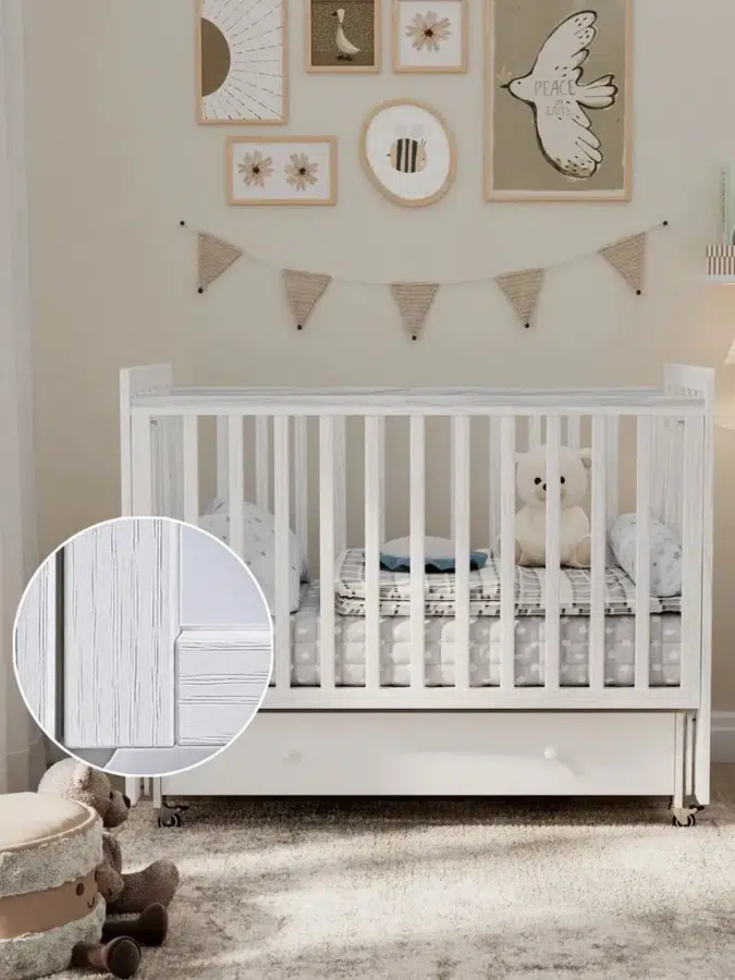 Кровать ANTEMI Classic Sleep Premium 120х60 с ящиком-маятником белый НИК 24б