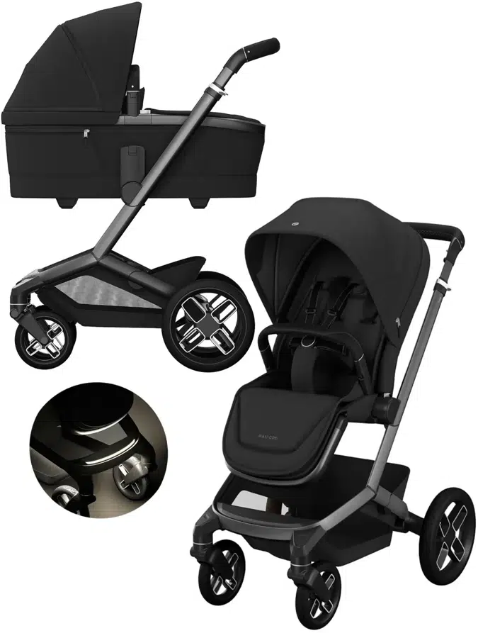 Коляска 2 в 1 Maxi-Cosi Fame Twillic, черный (black), всесезонная, большие колеса