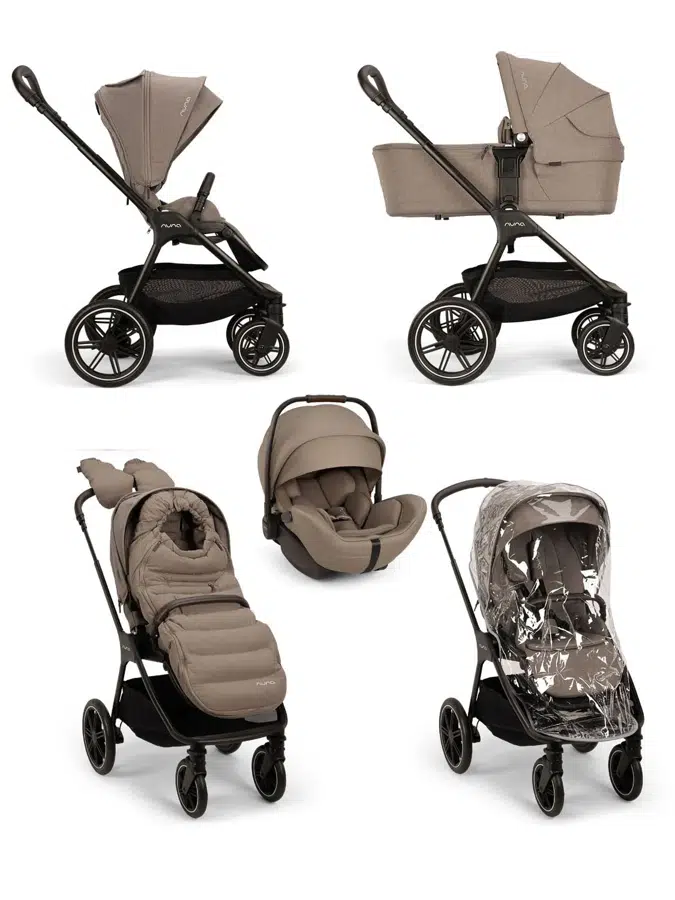 Коляска 3 в 1 Nuna TRIV LX AS, Бежевый (Cedar) с автолюлькой ARRA FLEX, компактная, для путешествий
