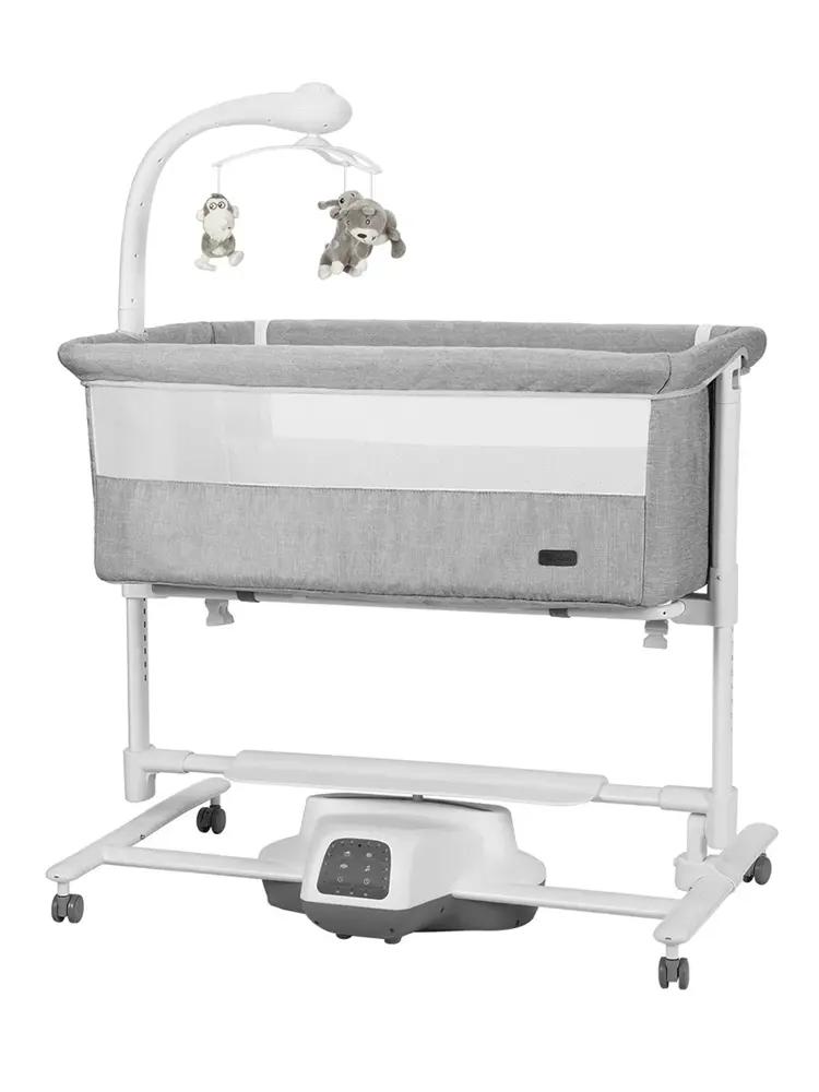 Кроватка CARRELLO Bloom 85х50 см с электронным укачиванием белая рама Серый (Anchor Grey) CRL-10304