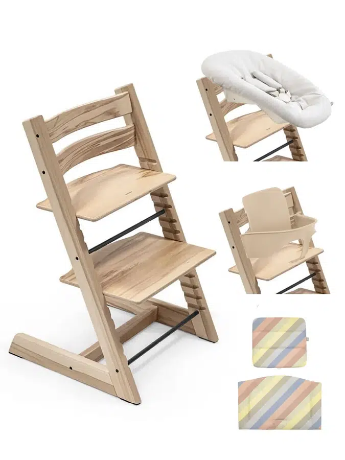 Стул Stokke Tripp Trapp Дерев.(Wild Wood)100144,Сид-е 0+ Ваниль(Vanilla)526105,Сид-е 6+ Натурал.(Natural)650001,Подуш.Паст.полос.(PastelStripes)690008