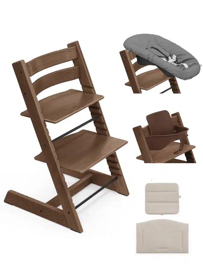 Стул Stokke Tripp Trapp Коричн(Warm Brown)100143, Сид-е 0+ Антрацит(Anthracite)526104, Сид-е 6+ Коричн (Warm Brown)650009, Подушка Бежев (Beige)690002