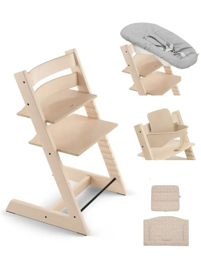 Стул Stokke Tripp Trapp Натурал.(Natural)100101,Сид-е 0+ Серый (Grey)526101,Сид-е 6+ Натурал.(Natural) 650001,Подушка Беж древесный (BeigeTimb) 690006