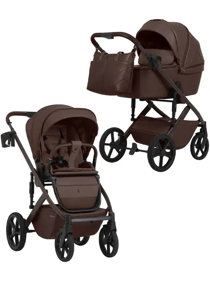 Коляска 2 в 1 SBL (Sweet Baby) Dolce, кожа, темный шоколад (dark chocolate)