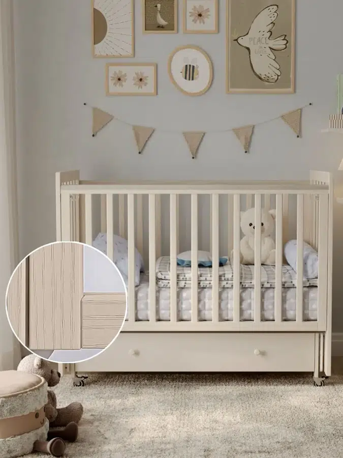 Кровать ANTEMI Classic Sleep Premium 120х60 с ящиком-маятником сатин НИК 24сатин